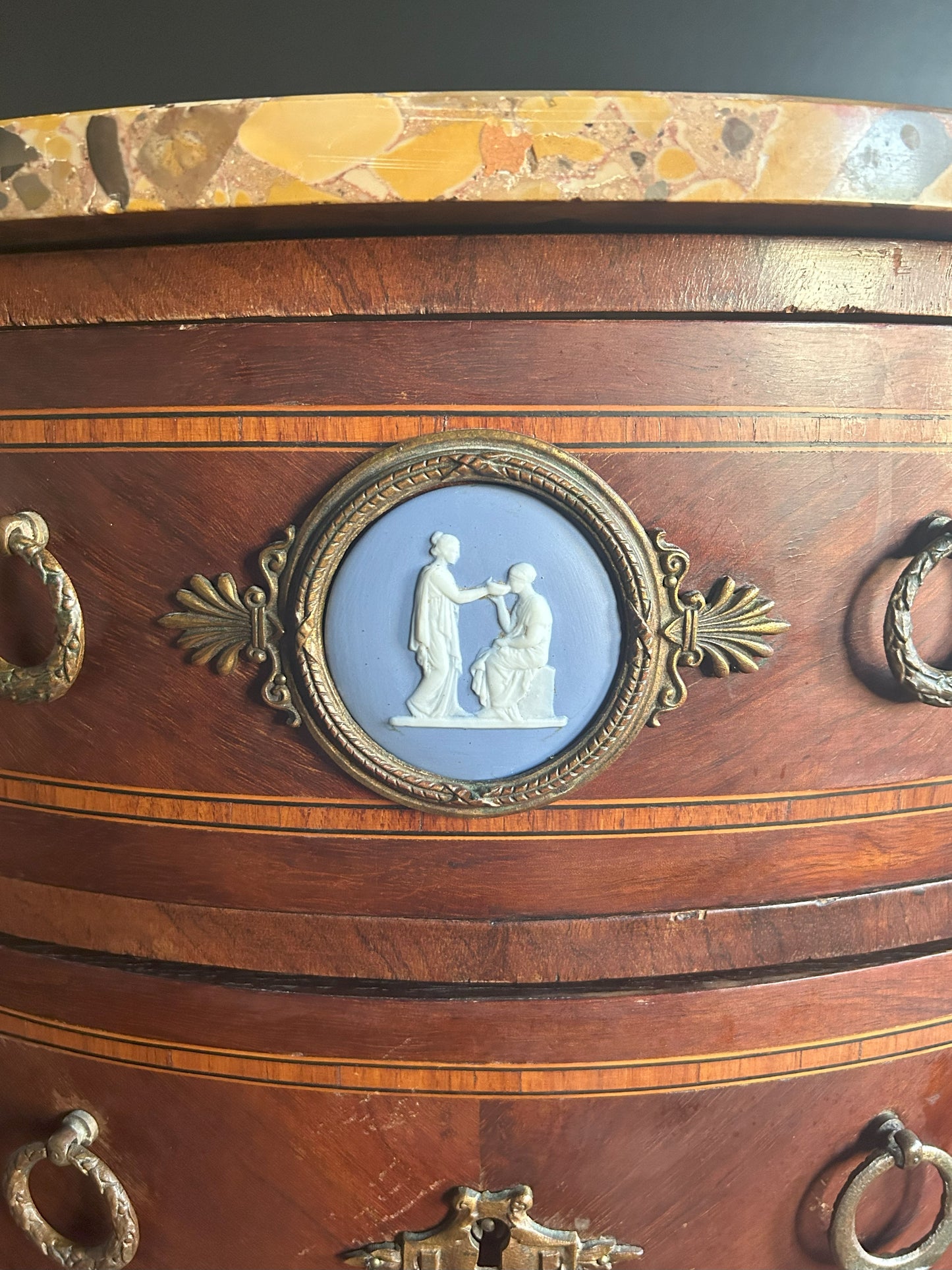 French provincial table with Wedgewood inlay