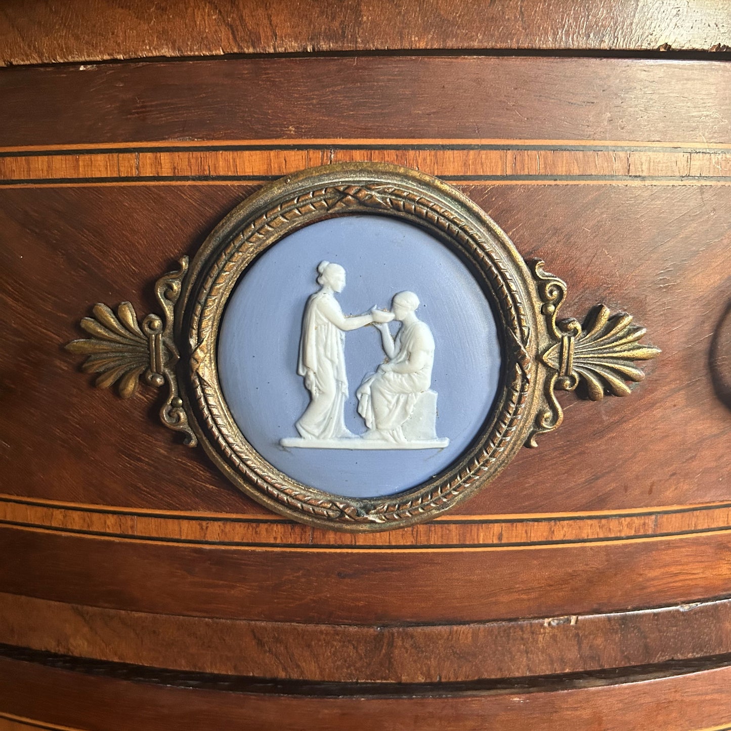 French provincial table with Wedgewood inlay