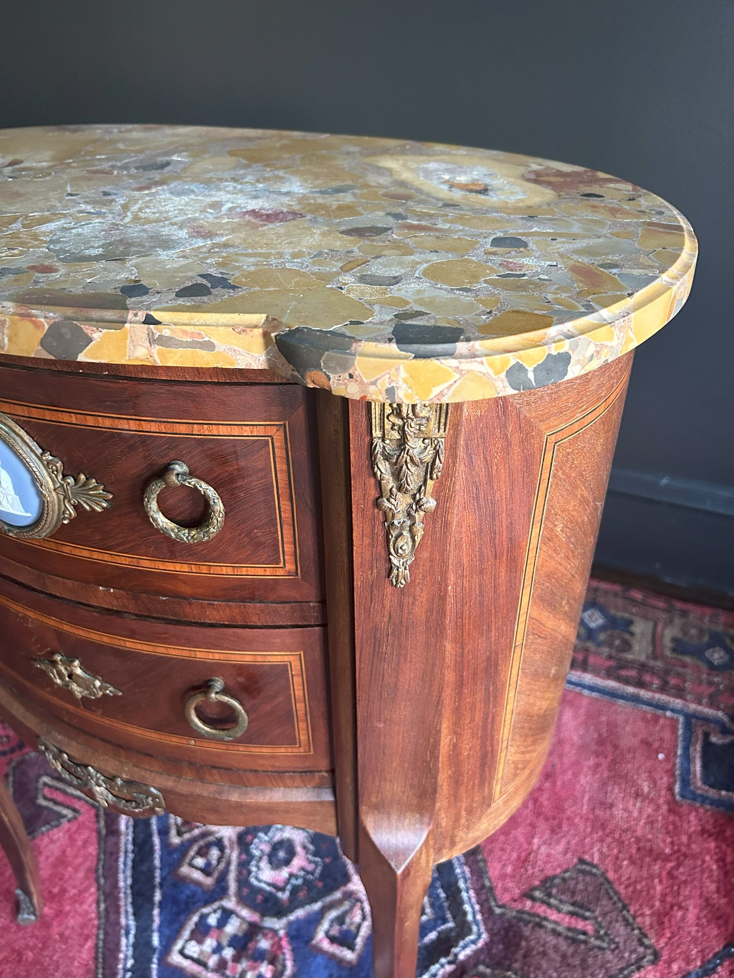 French provincial table with Wedgewood inlay