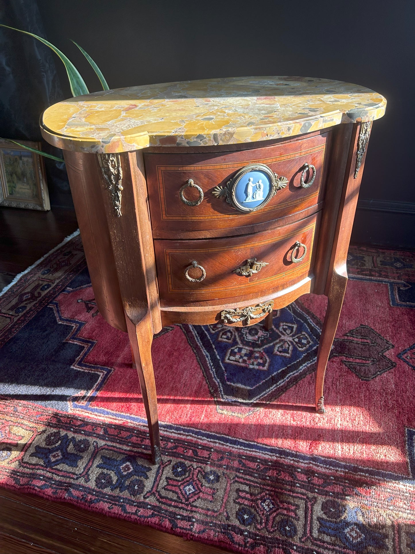 French provincial table with Wedgewood inlay
