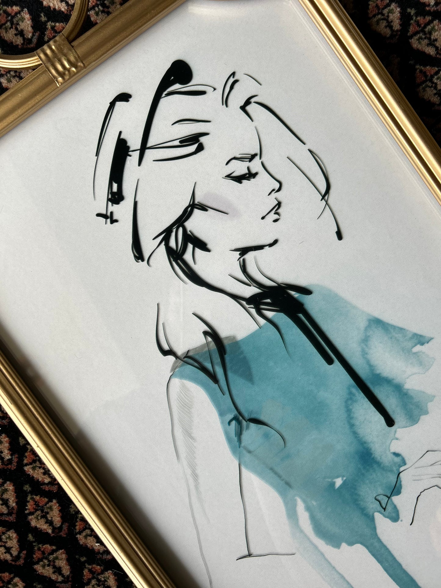ink and watercolor female figure