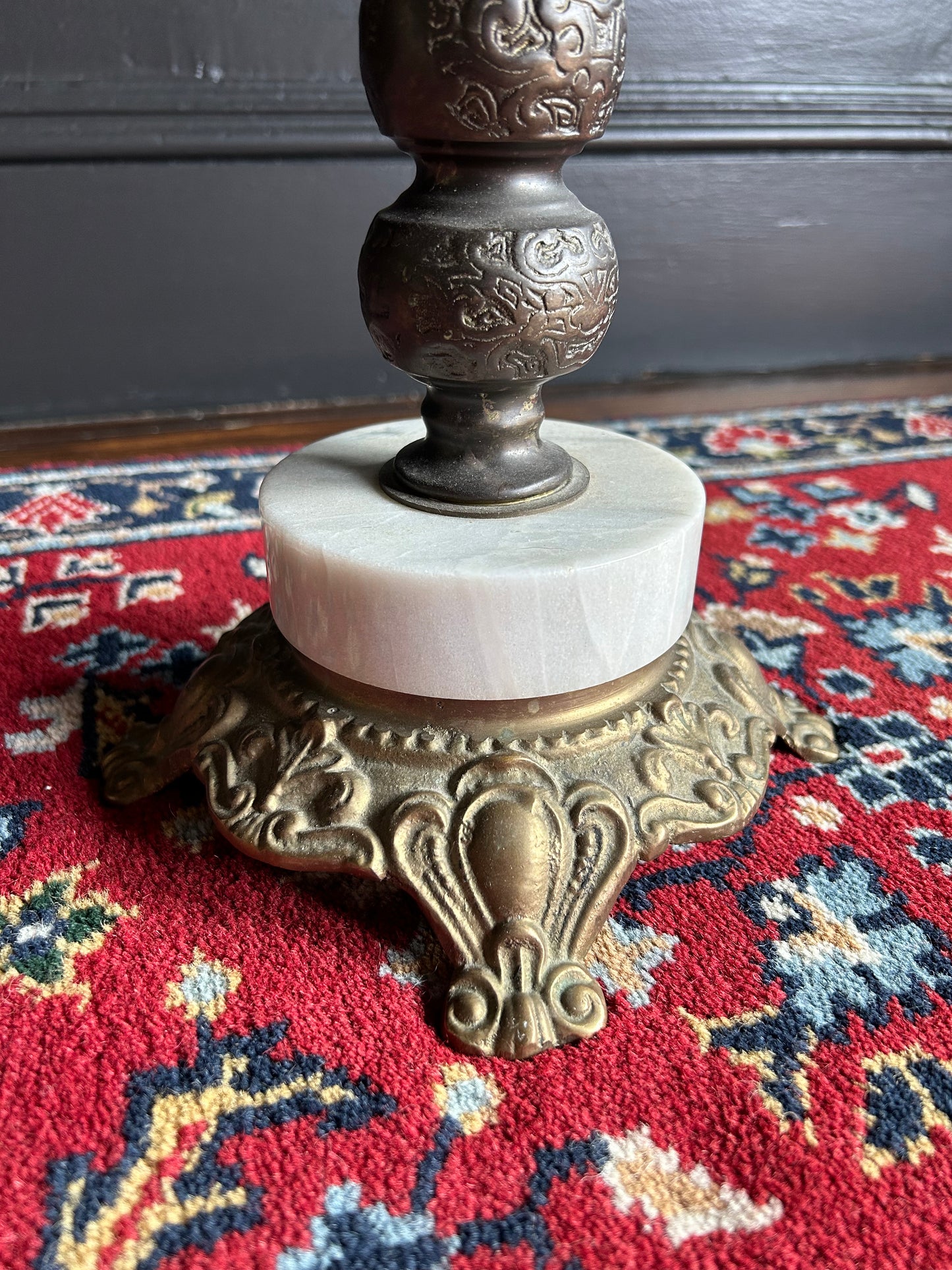 ornate brass and marble accent table