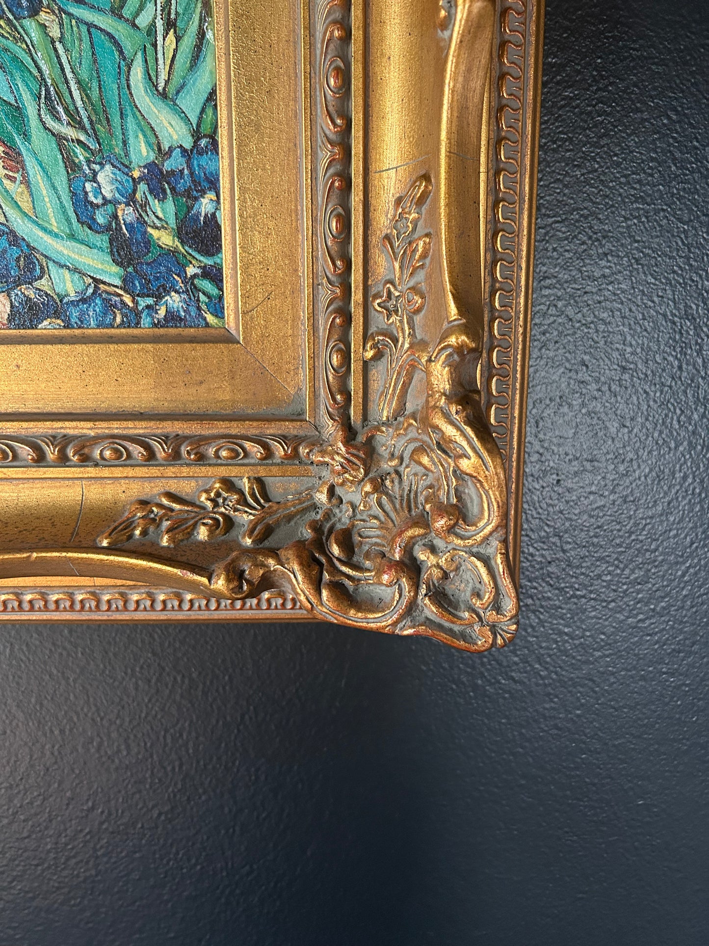 Van Gogh 'Irises' reproduction with gilded frame