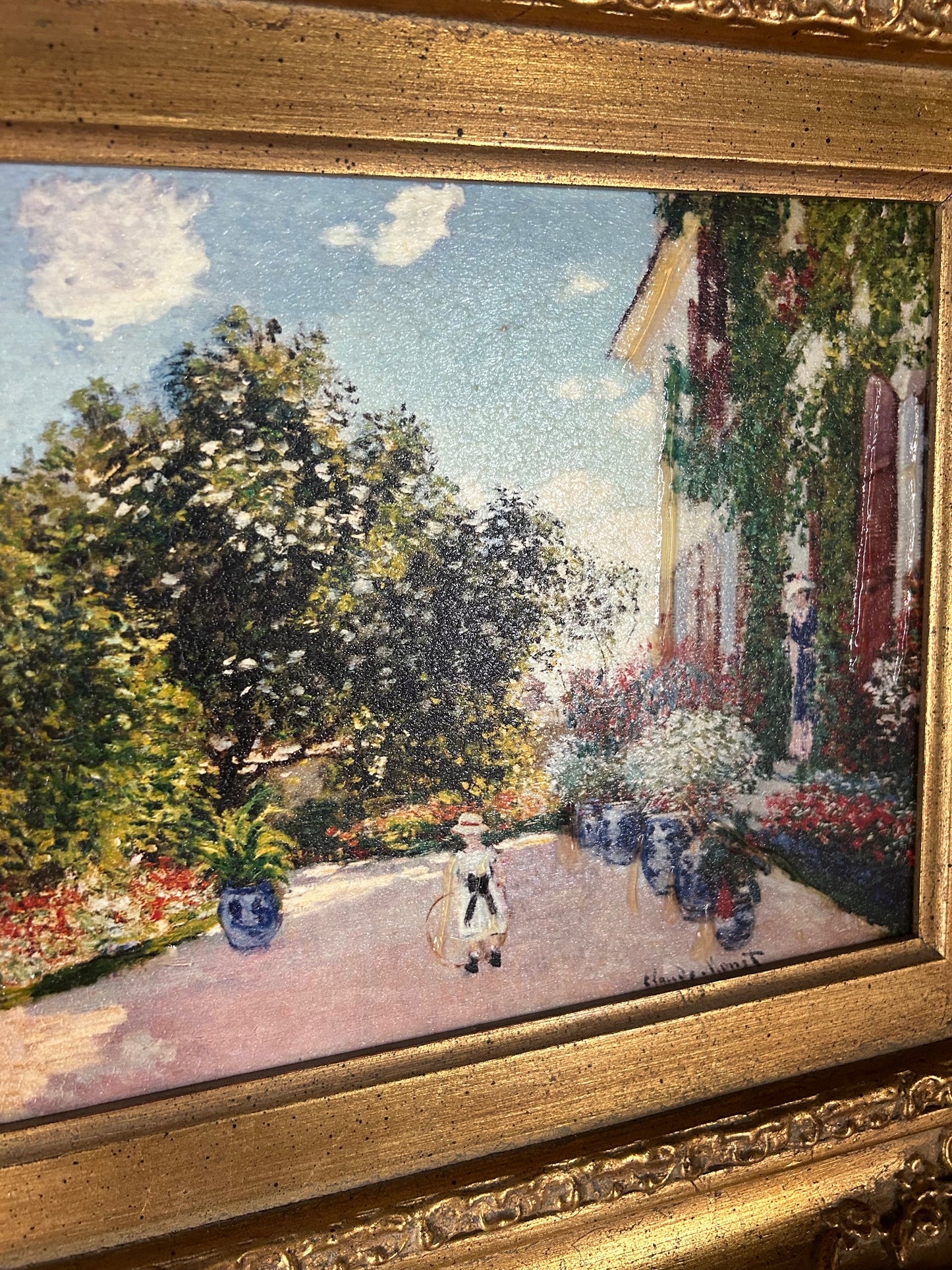 Monet 'Artist's House' reproduction with gilded frame