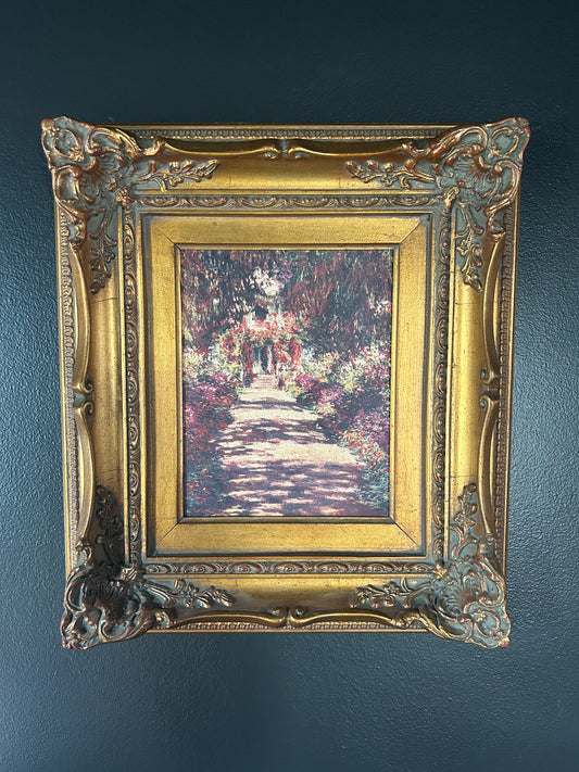 Monet 'Iris Garden at Giverny' reproduction with gilded frame