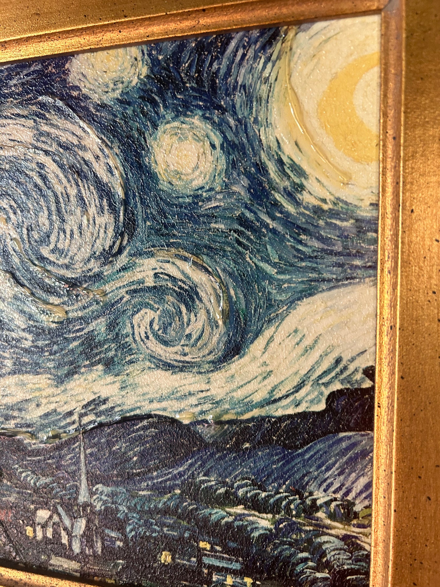 Van Gogh 'Starry Night' reproduction with gilded frame