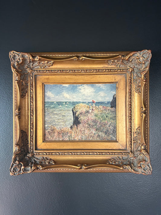 Monet 'Clifftop Walk' reproduction with gilded frame