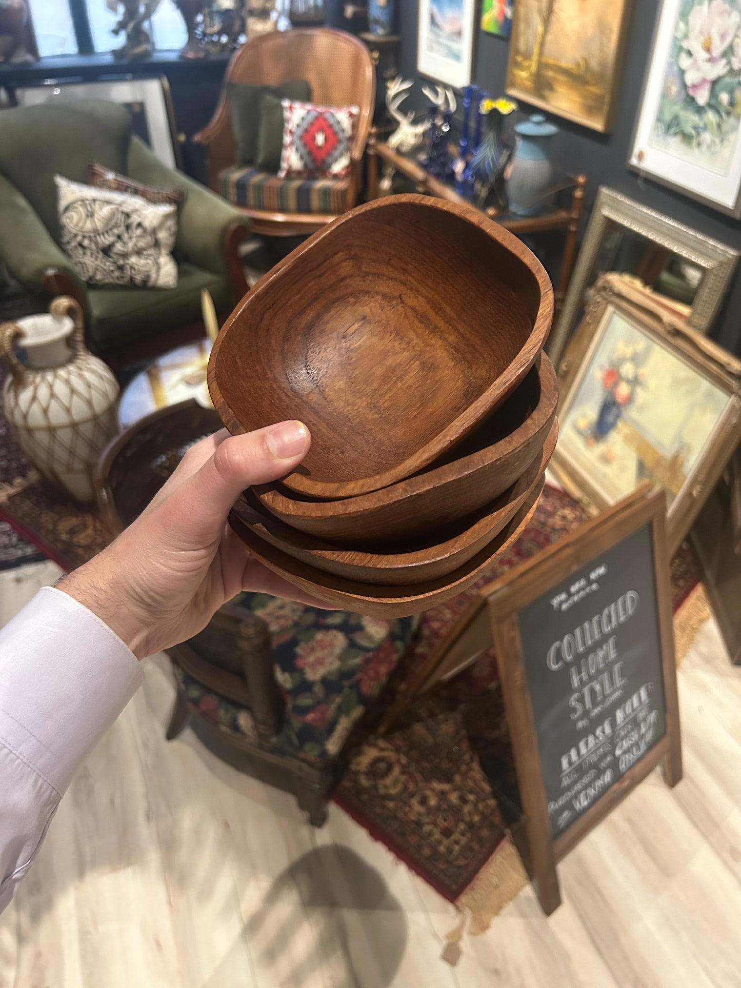 vintage teak serving set