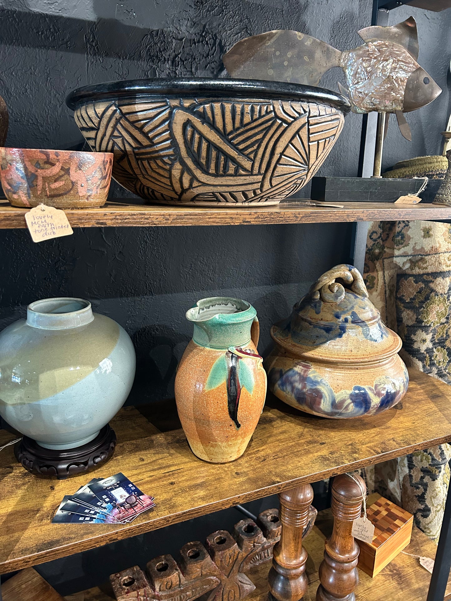 oversized incised pottery bowl