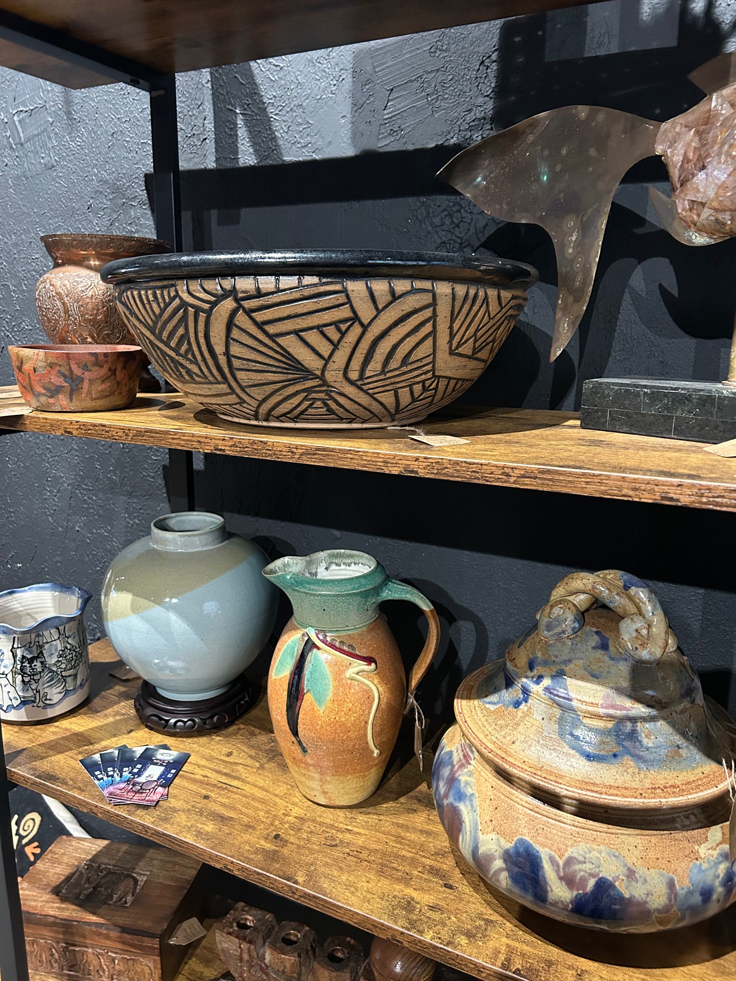 oversized, hand-thrown lidded pottery canister