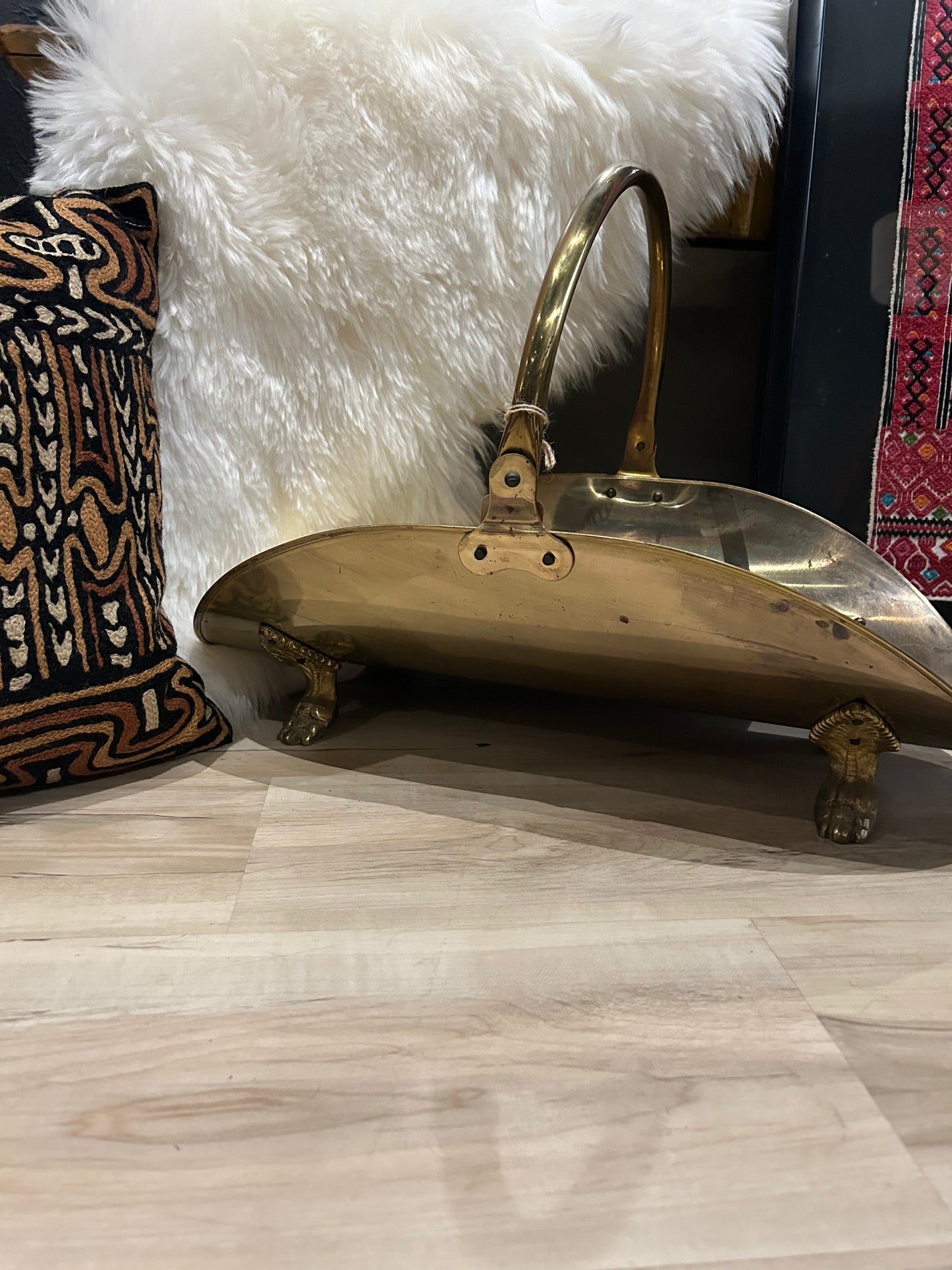 vintage brass footed newspaper holder