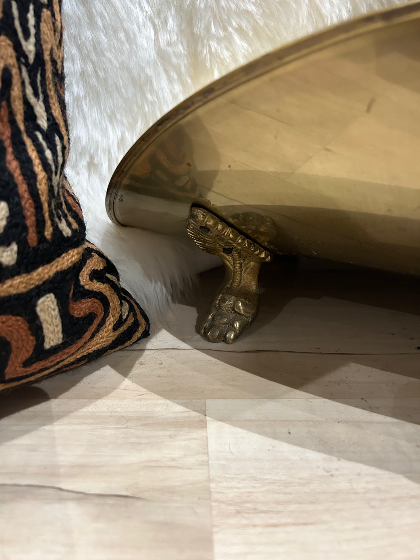 vintage brass footed newspaper holder