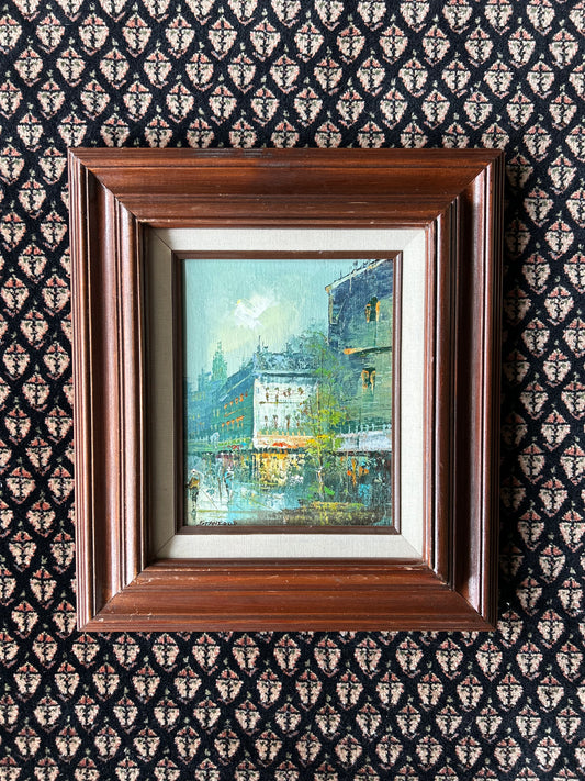 original oil painting european cityscape