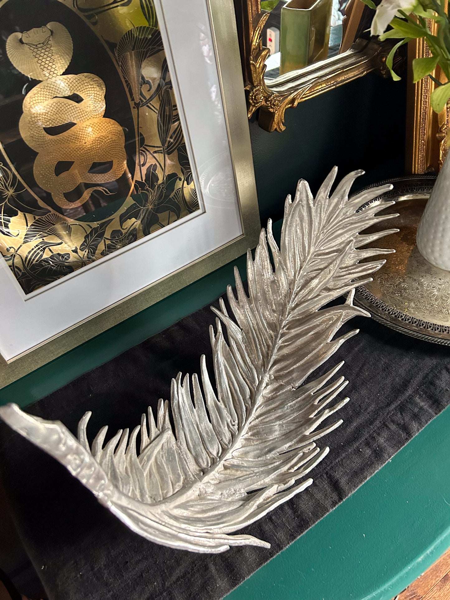 vintage cast aluminum fern tray