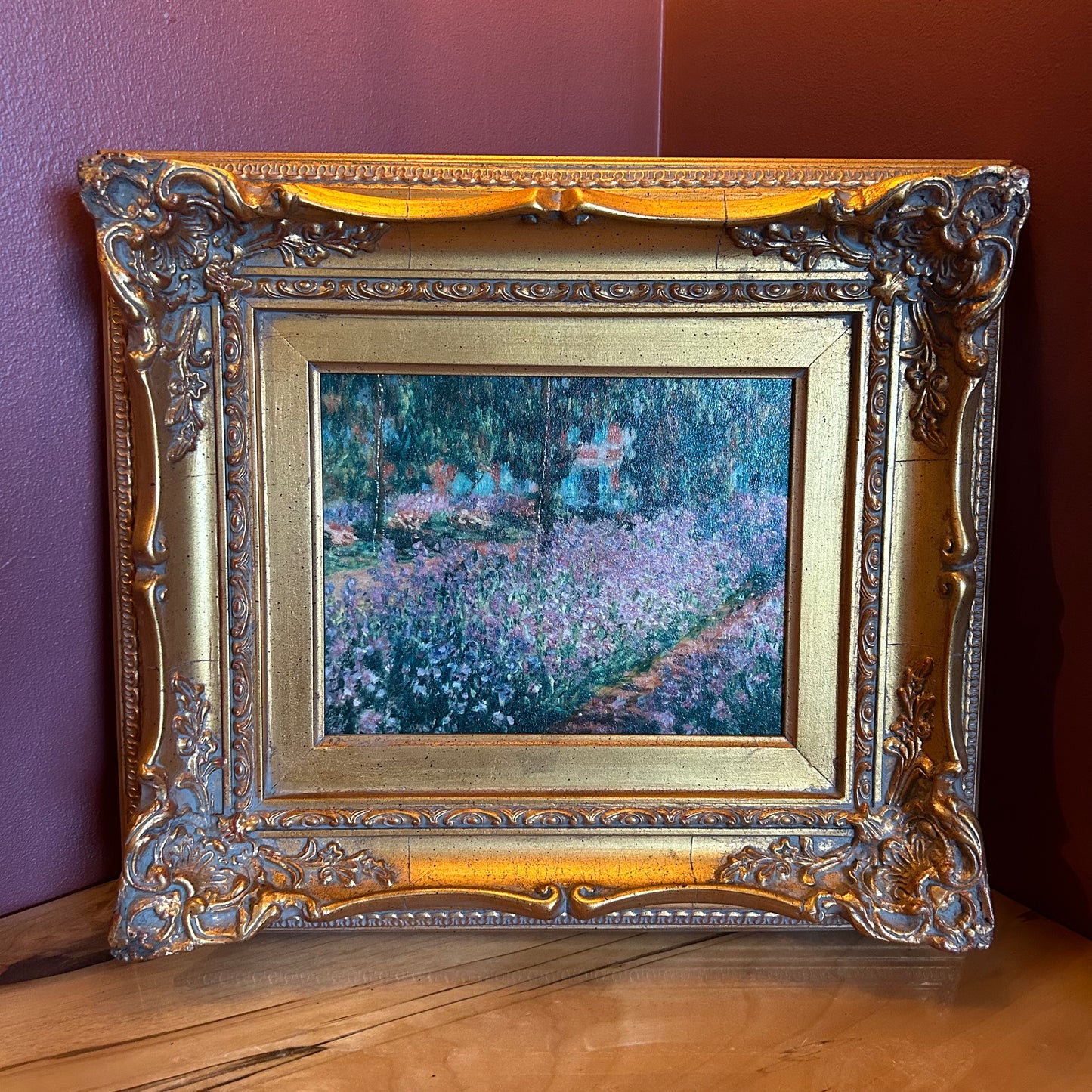 Monet 'Artist's Garden' reproduction with gilded frame