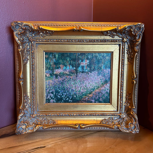 Monet 'Artist's Garden' reproduction with gilded frame