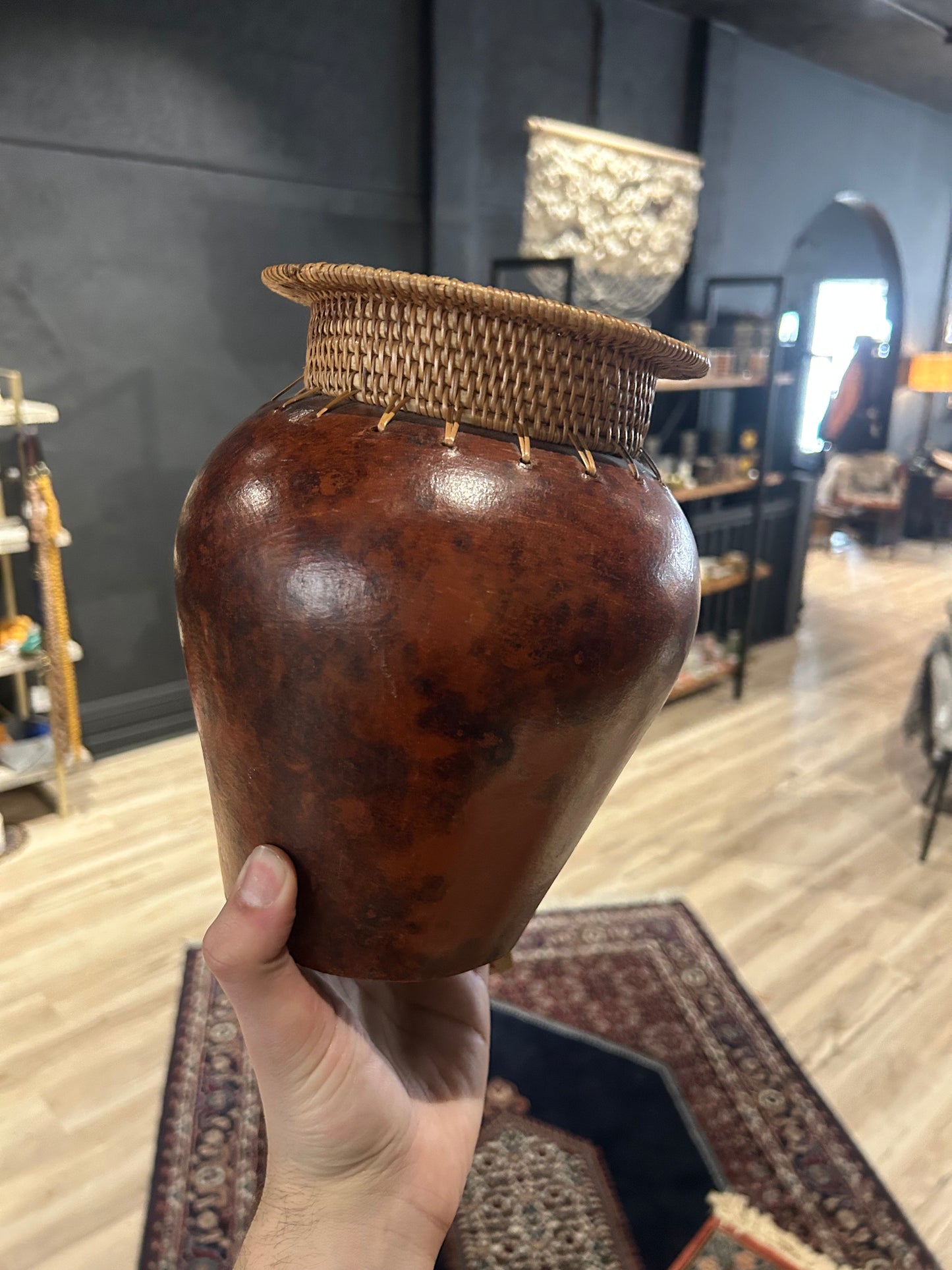 woven rimmed vases