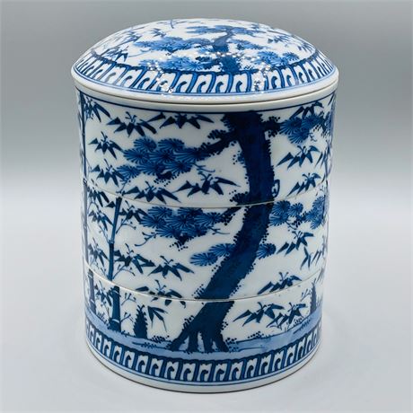 vintage porcelain three-tiered stacking vessel