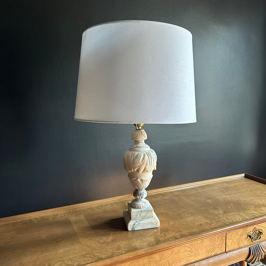 alabaster lamp, large and ornate