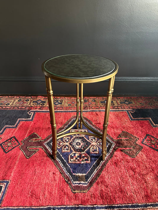 metal bamboo mirrored accent table