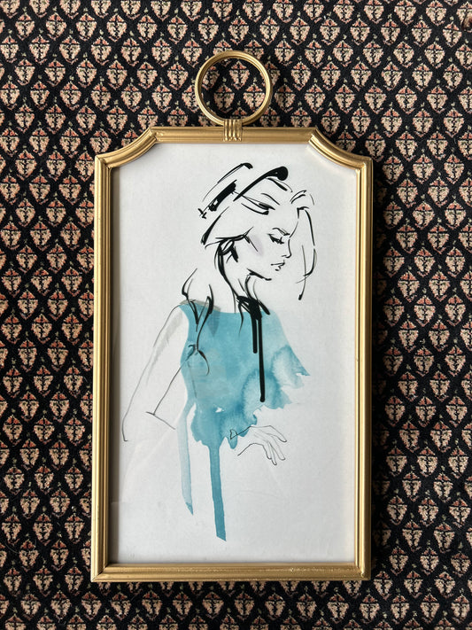 ink and watercolor female figure