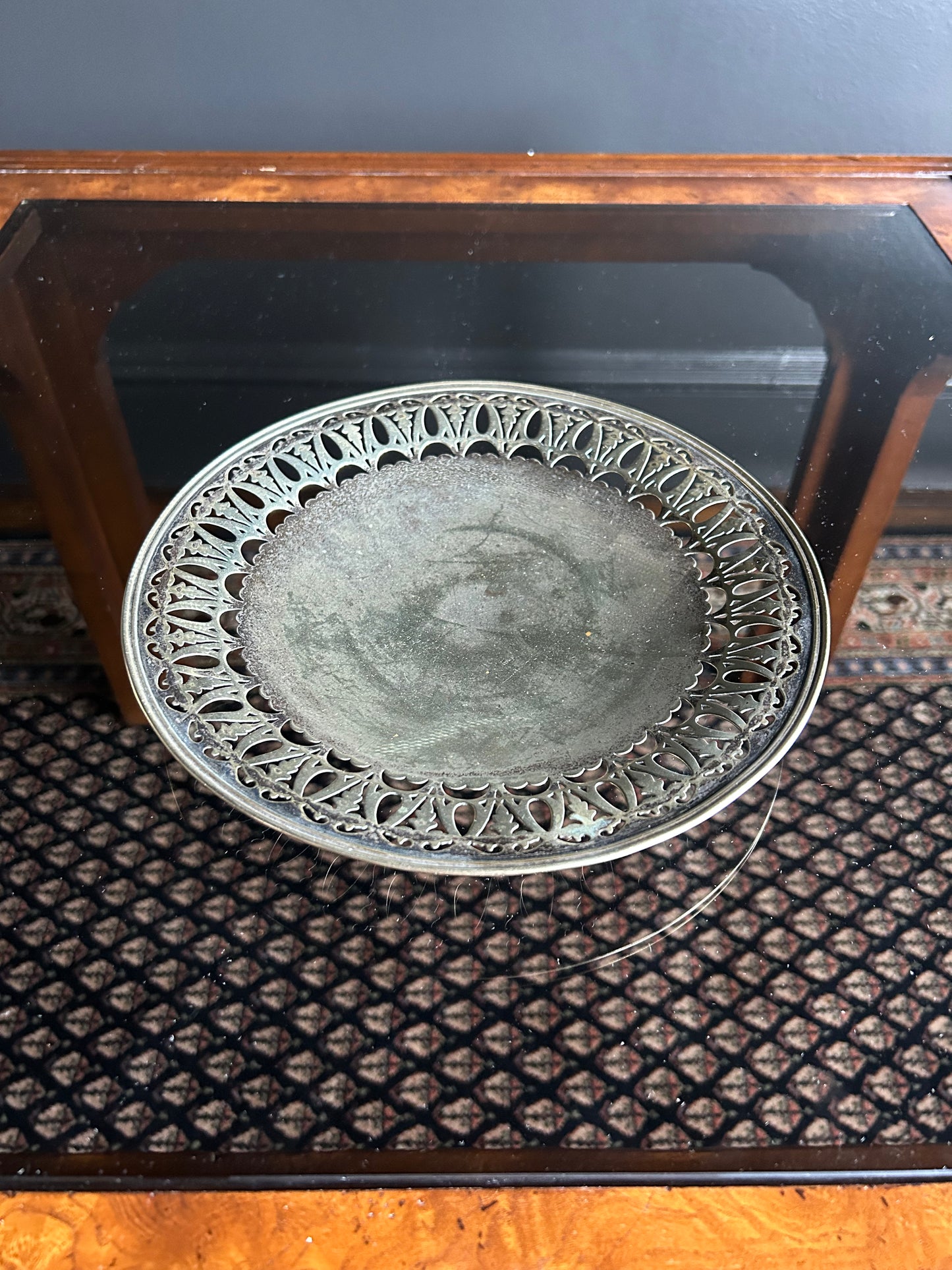 medium silver platter with cutouts