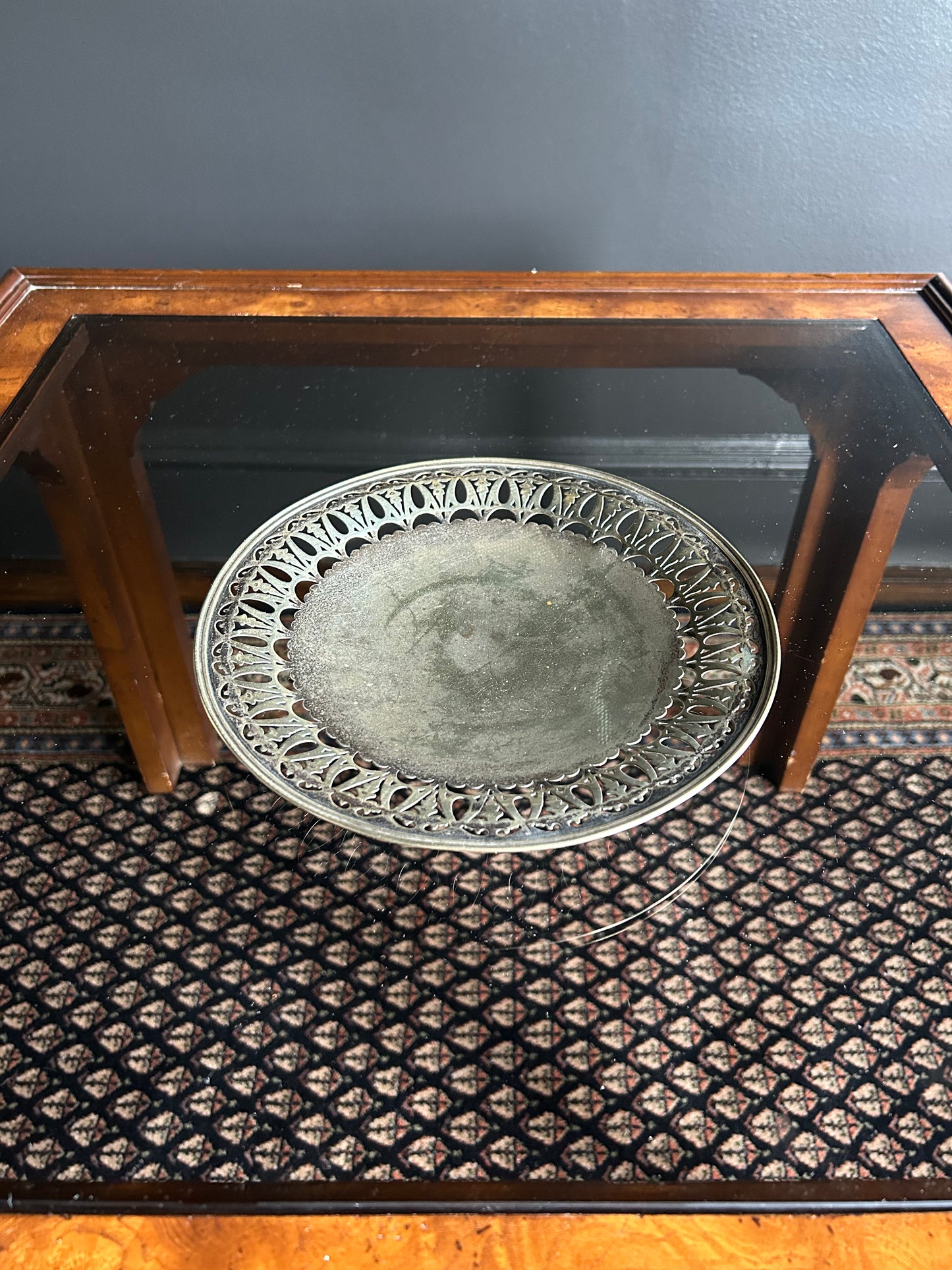 medium silver platter with cutouts