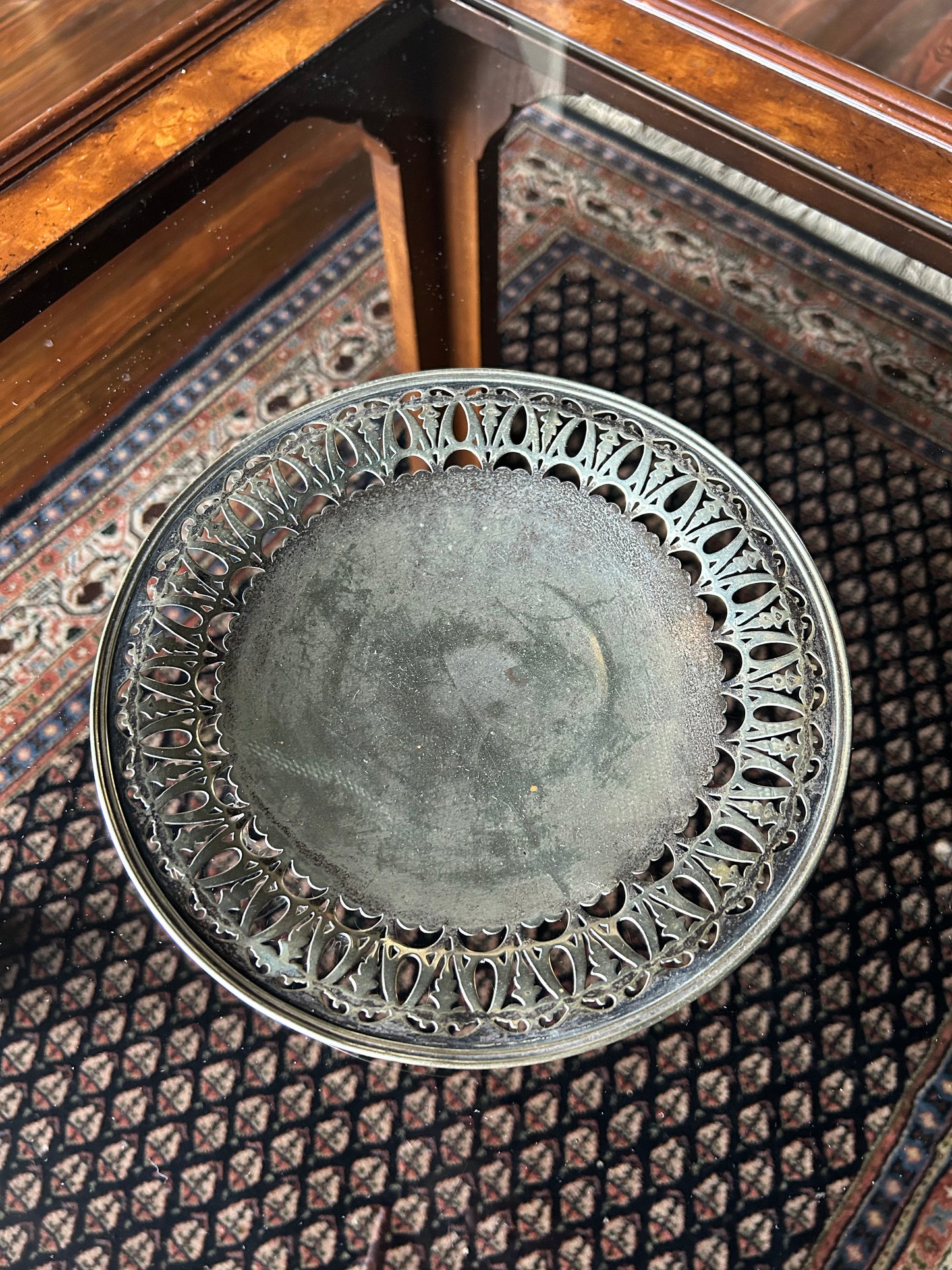 medium silver platter with cutouts