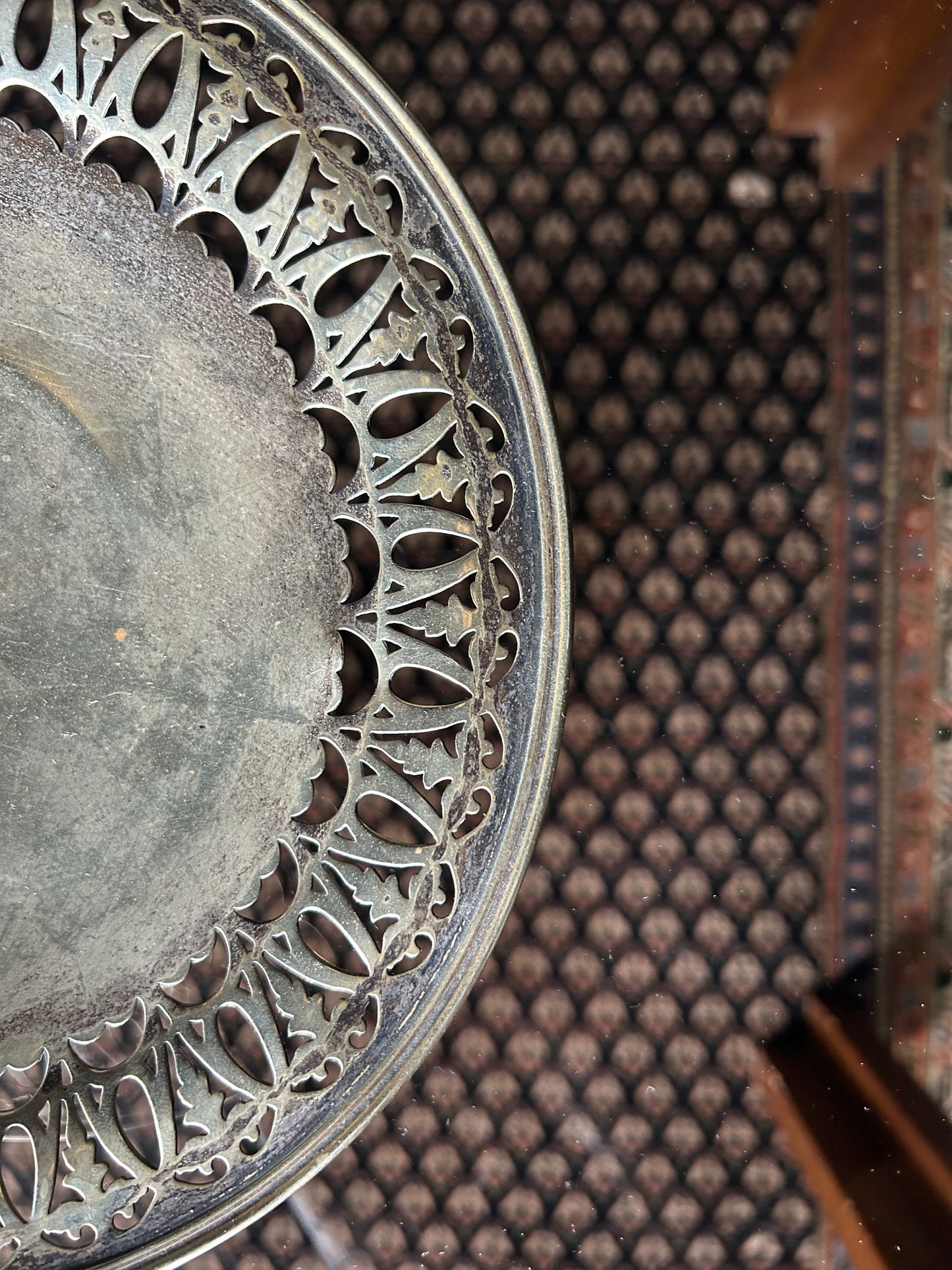 medium silver platter with cutouts