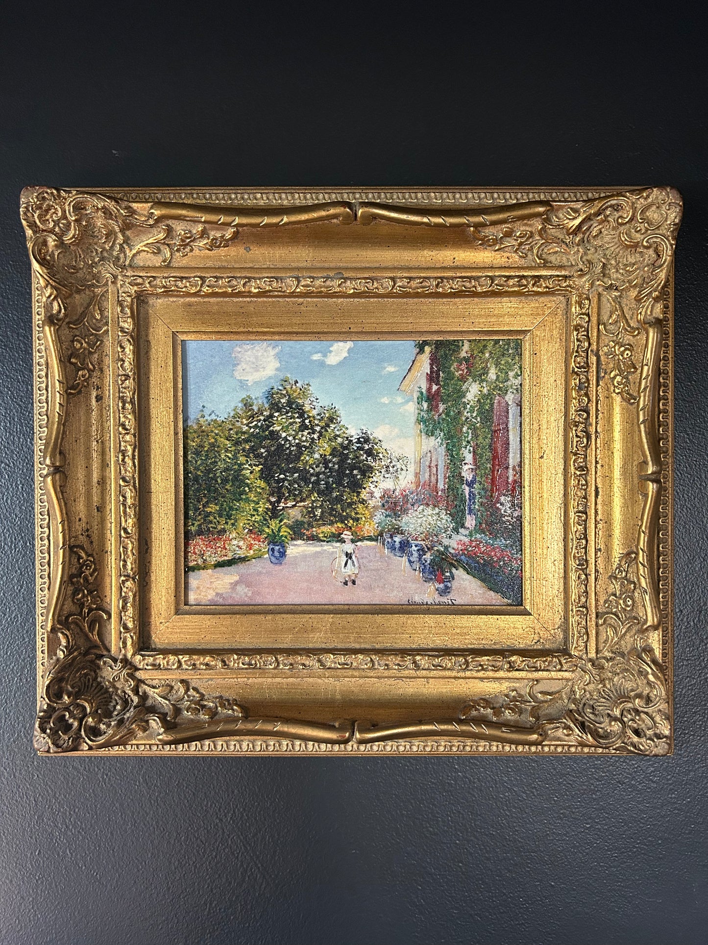 Monet 'Artist's House' reproduction with gilded frame