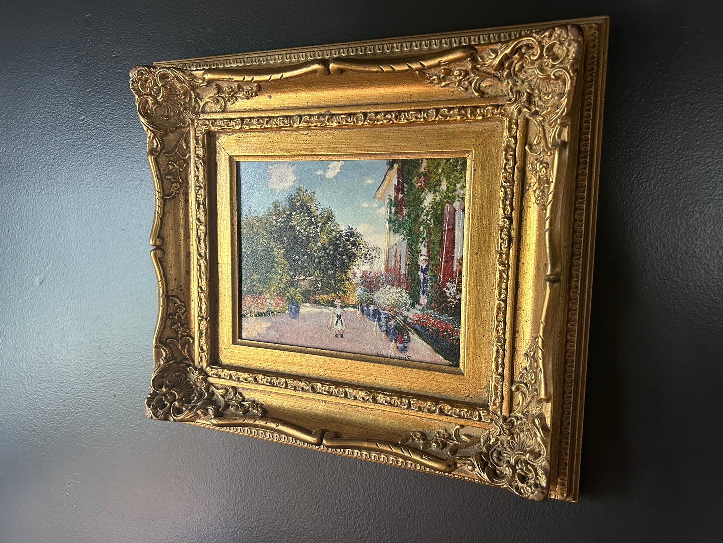 Monet 'Artist's House' reproduction with gilded frame