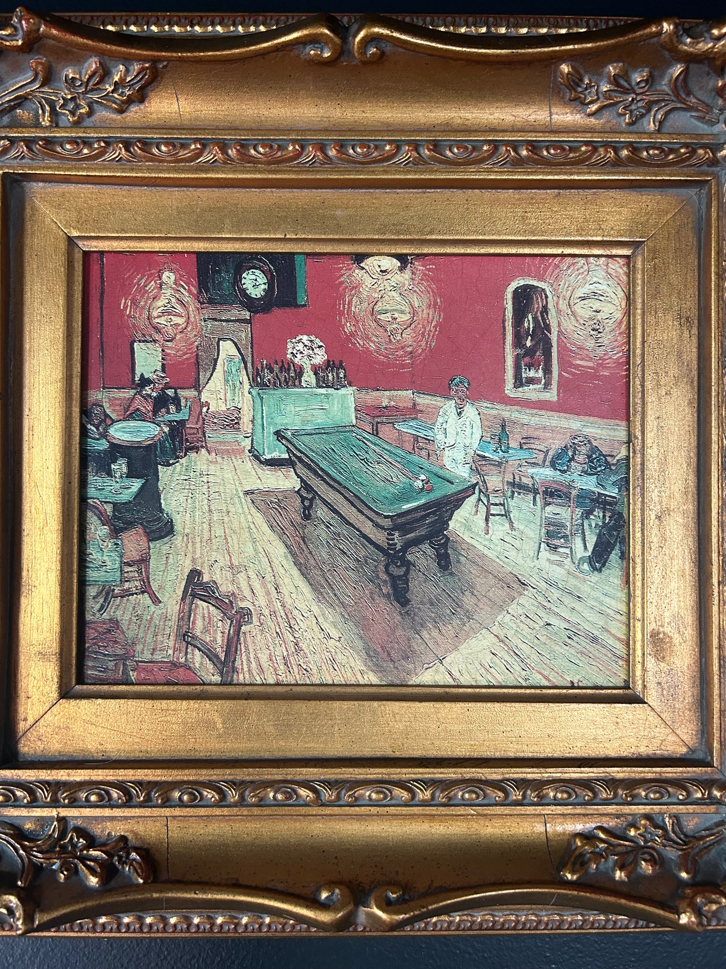 Van Gogh 'Night Cafe' reproduction with gilded frame