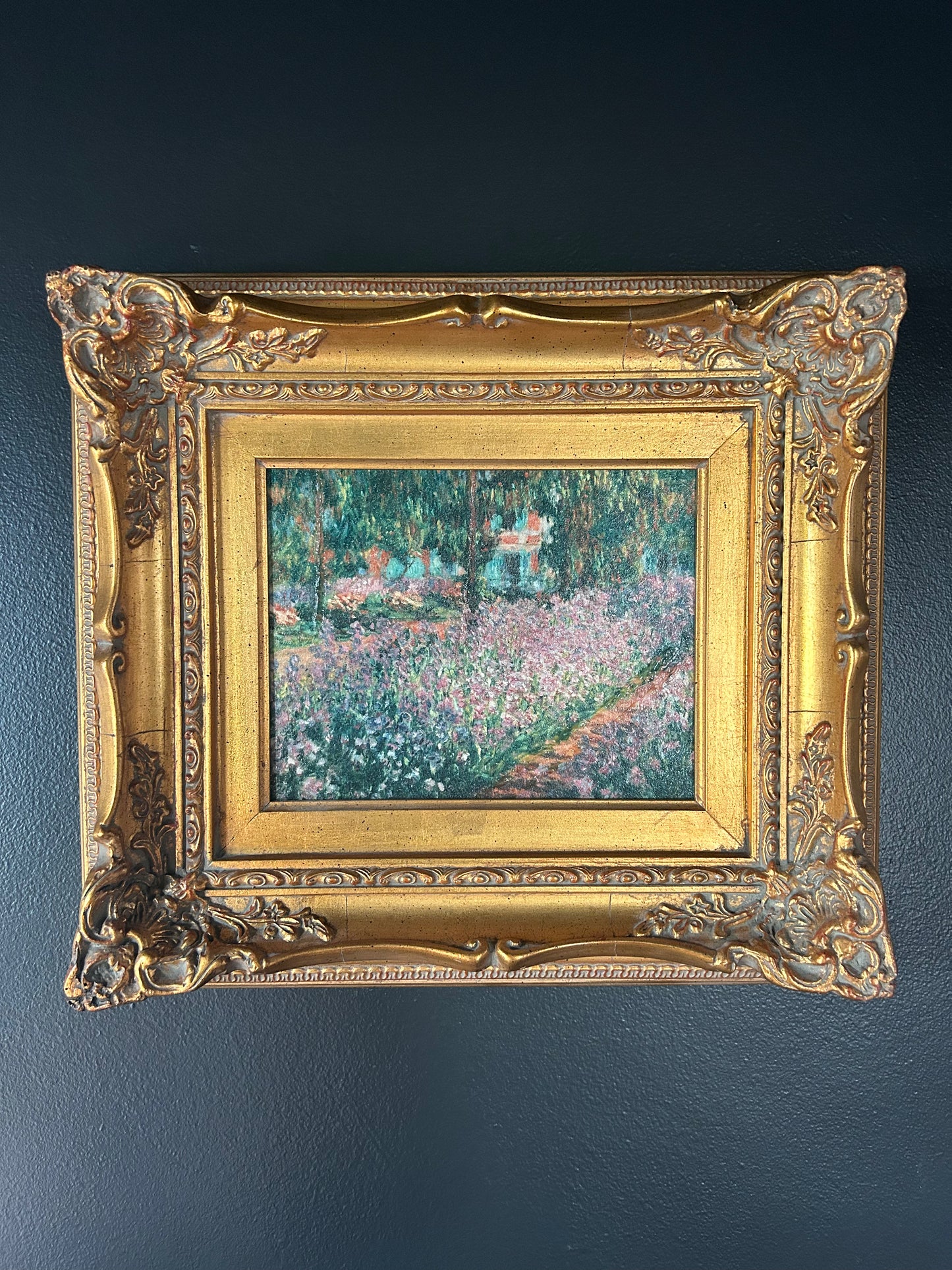 Monet 'Artist's Garden' reproduction with gilded frame