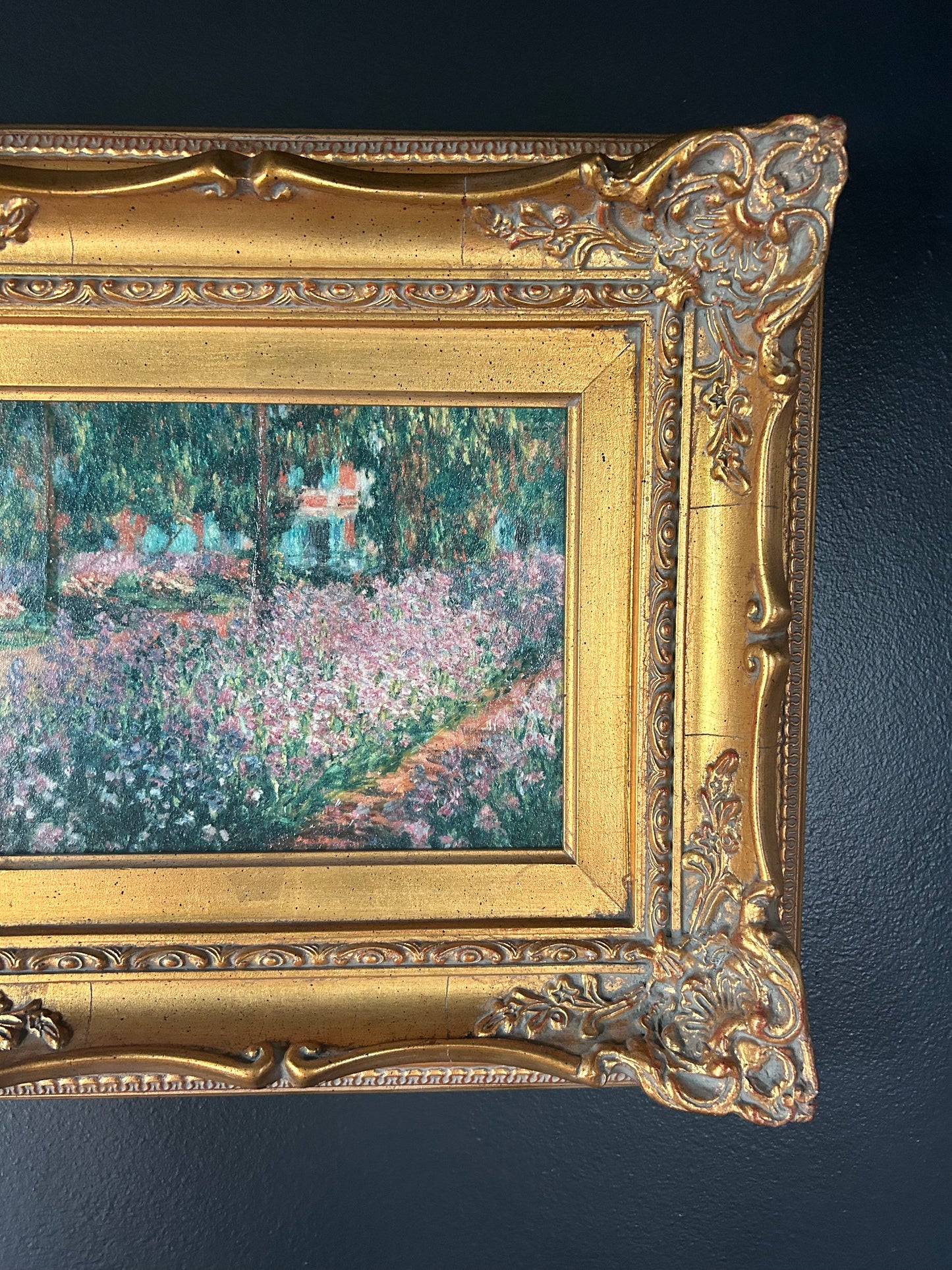 Monet 'Artist's Garden' reproduction with gilded frame