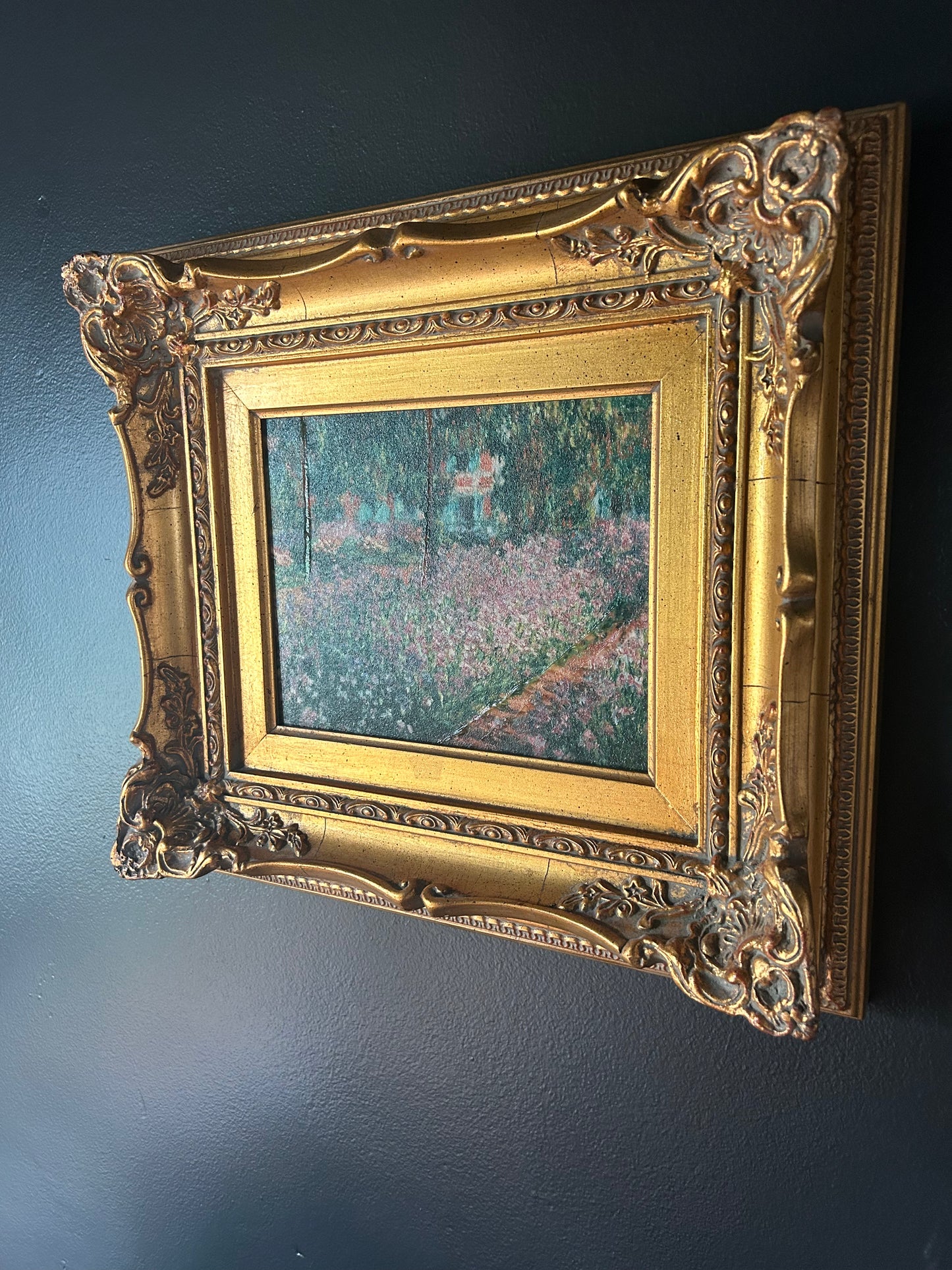 Monet 'Artist's Garden' reproduction with gilded frame