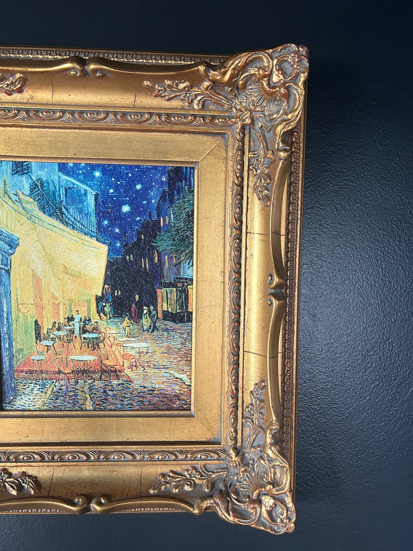 Van Gogh 'Cafe Terrace at Night' reproduction with gilded frame