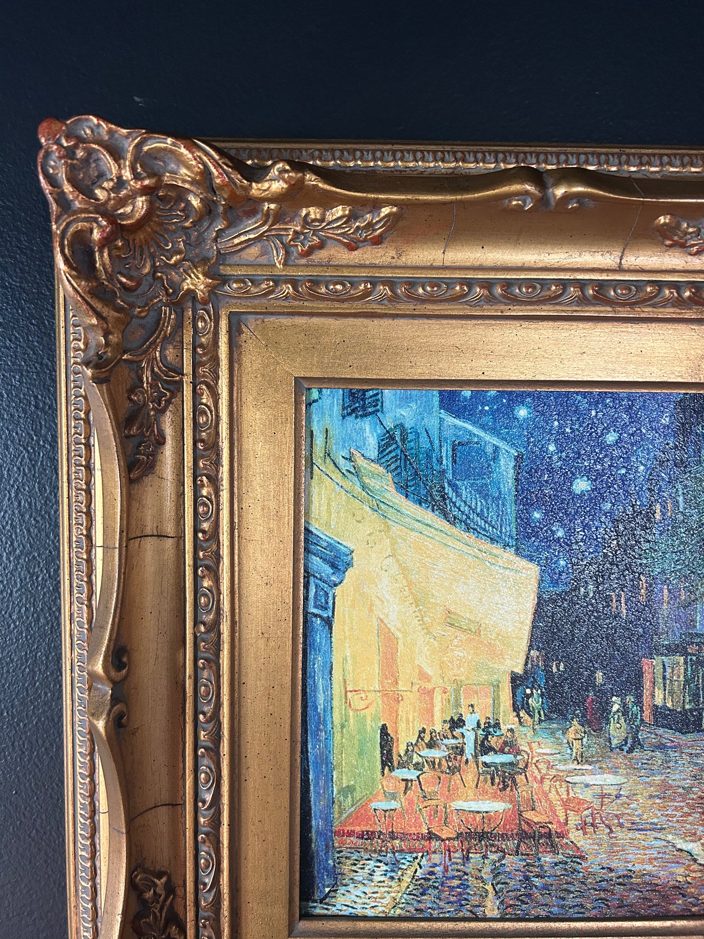 Van Gogh 'Cafe Terrace at Night' reproduction with gilded frame