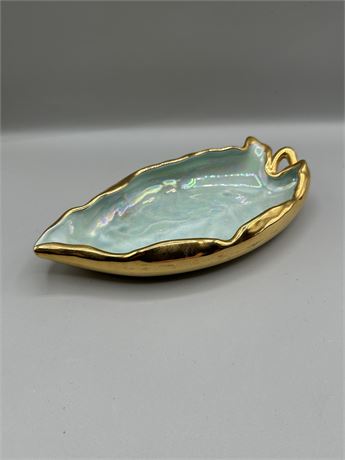 ceramic and 22K gold trinket dish