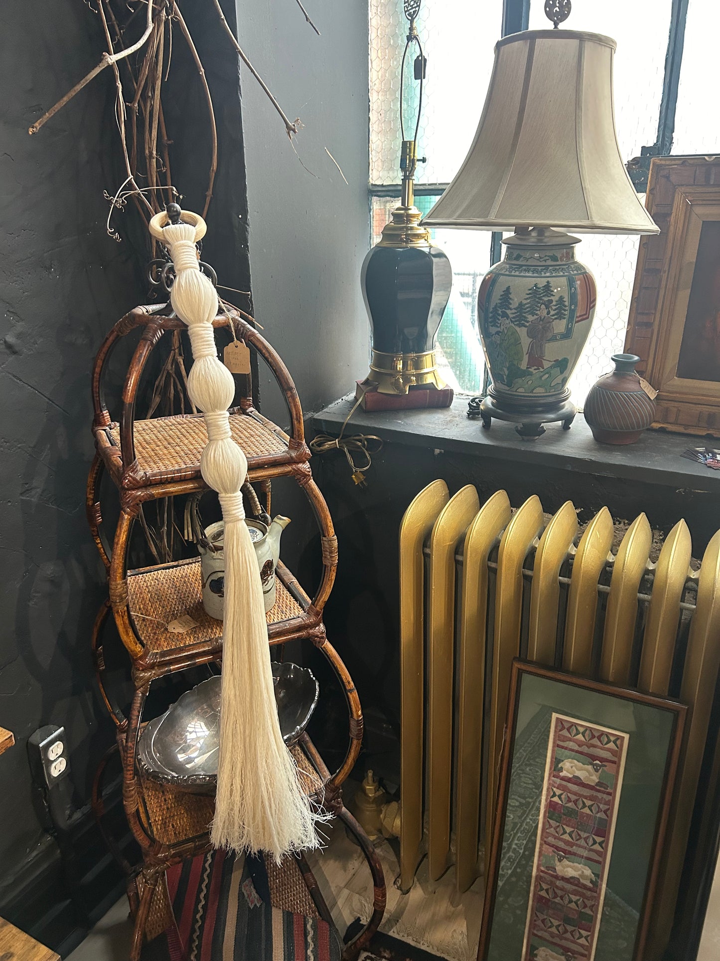 handmade artisan macramé wall art, ivory