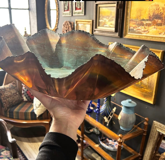large copper oxidized bowl