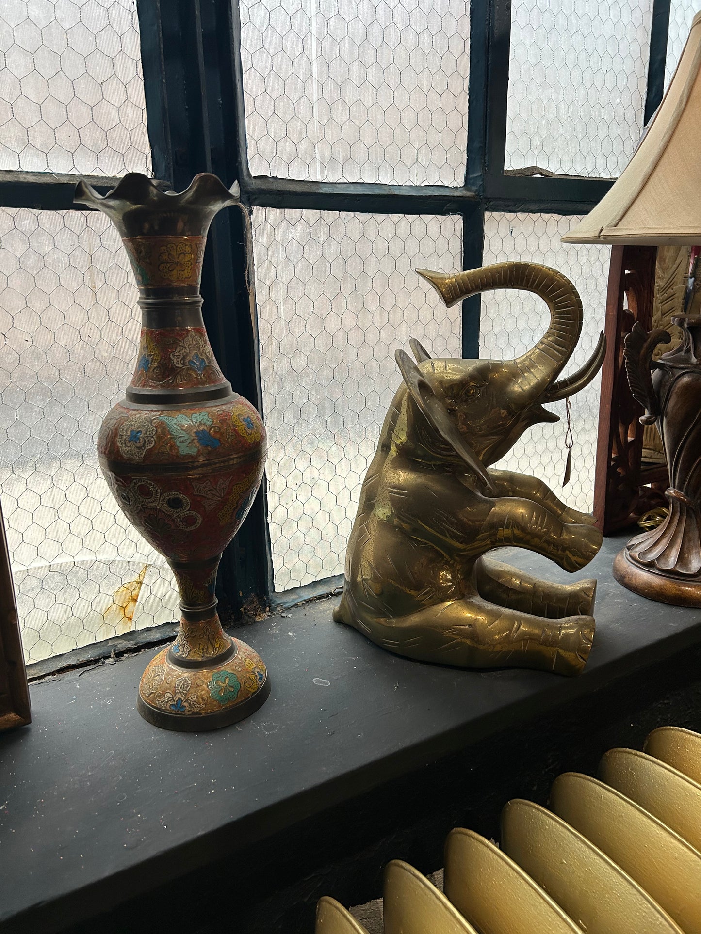 large vintage brass elephant