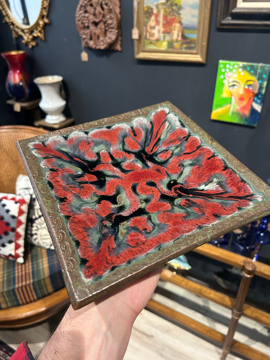 large hand thrown square pottery dish