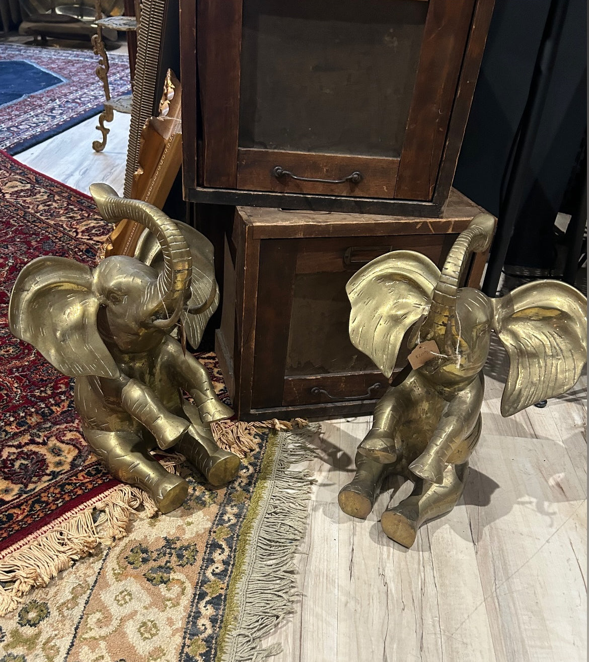 large vintage brass elephant