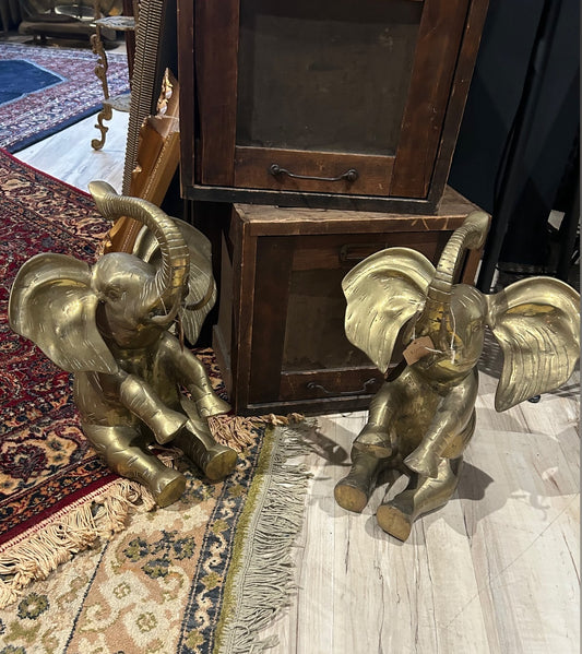 large vintage brass elephant