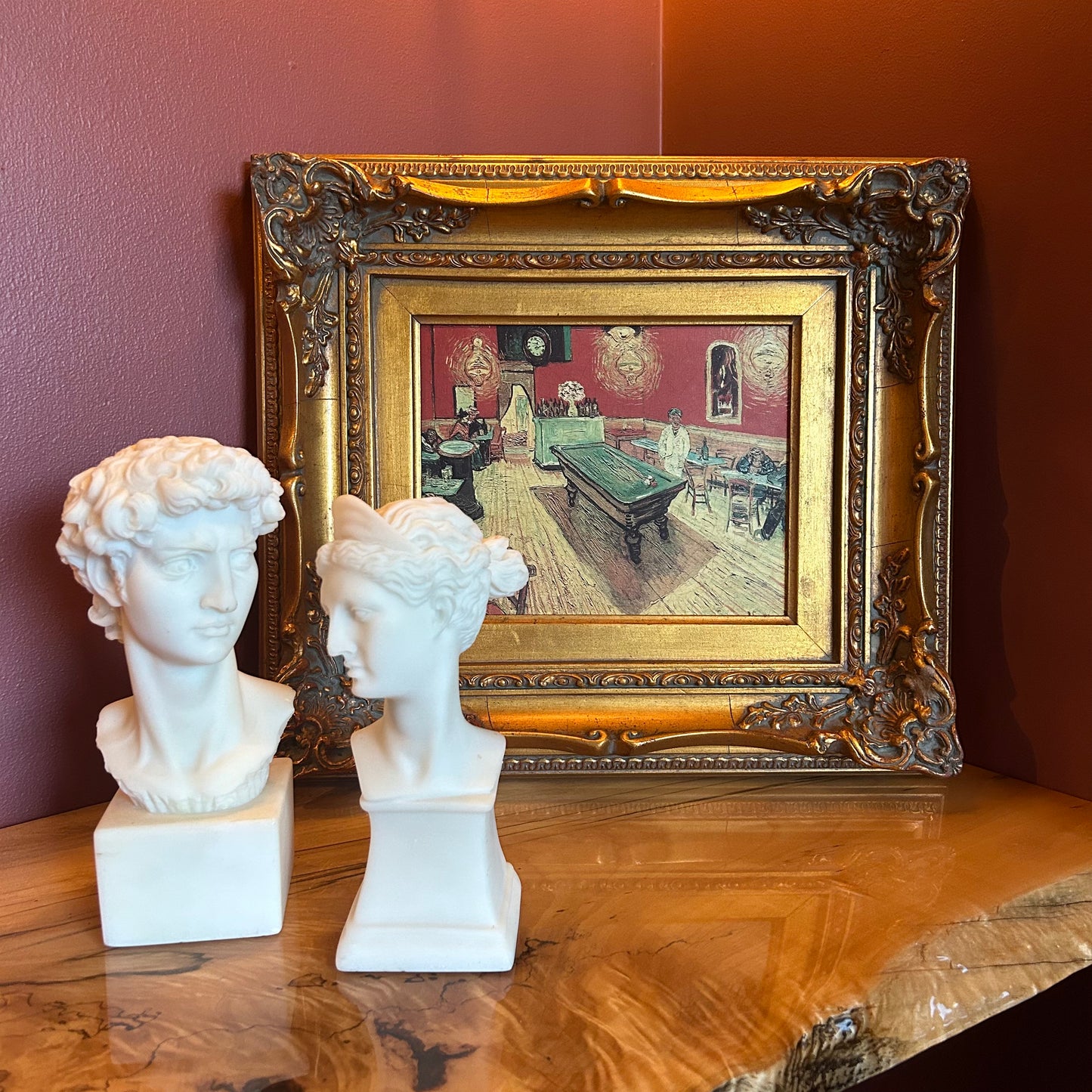 Van Gogh 'Night Cafe' reproduction with gilded frame