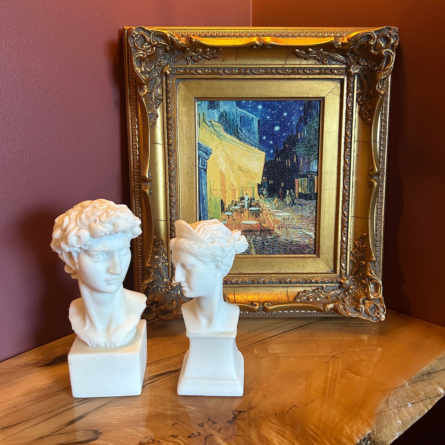 Van Gogh 'Cafe Terrace at Night' reproduction with gilded frame