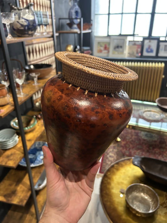 woven rimmed vases